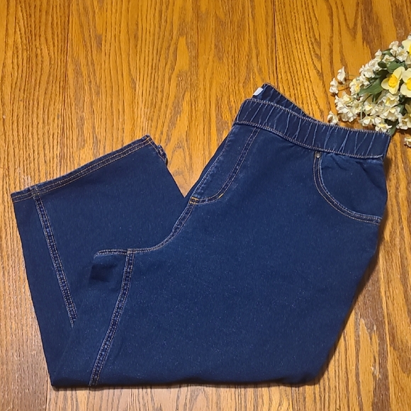 Catherines Denim - Catherines Knit Jean Pull-On in Blue and White - Size 0X 14/16W